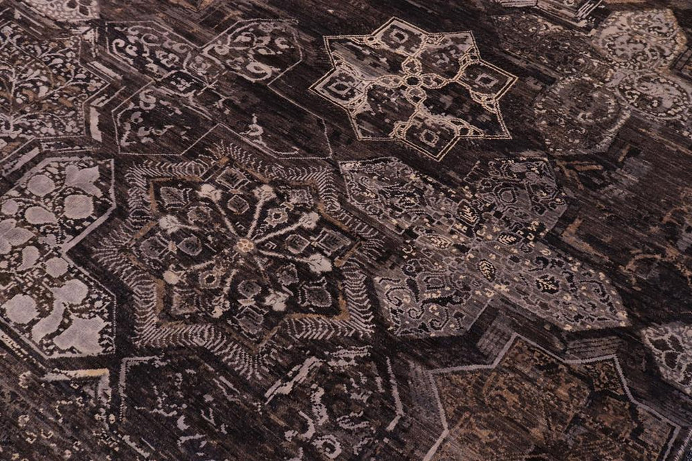 handmade Modern Modern Gray Brown Hand Knotted RECTANGLE WOOL&SILK area rug 8X10