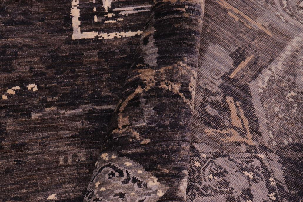 handmade Modern Modern Gray Brown Hand Knotted RECTANGLE WOOL&SILK area rug 8X10