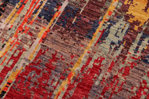 handmade Modern Modern Rust Red Hand Knotted RECTANGLE WOOL&SILK area rug 6' x 9'
