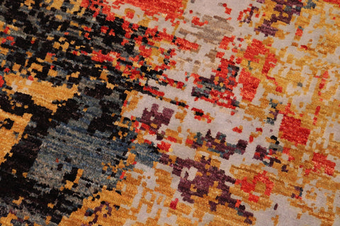 handmade Modern Modern Rust Red Hand Knotted RECTANGLE WOOL&SILK area rug 6' x 9'