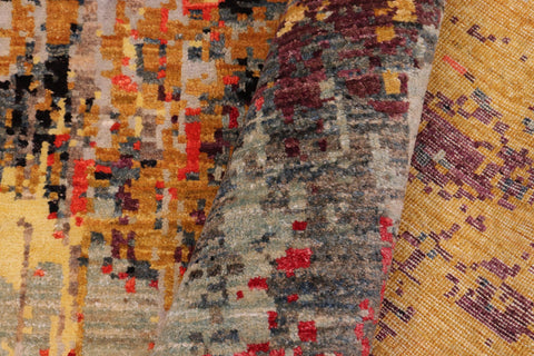 handmade Modern Modern Rust Red Hand Knotted RECTANGLE WOOL&SILK area rug 6' x 9'