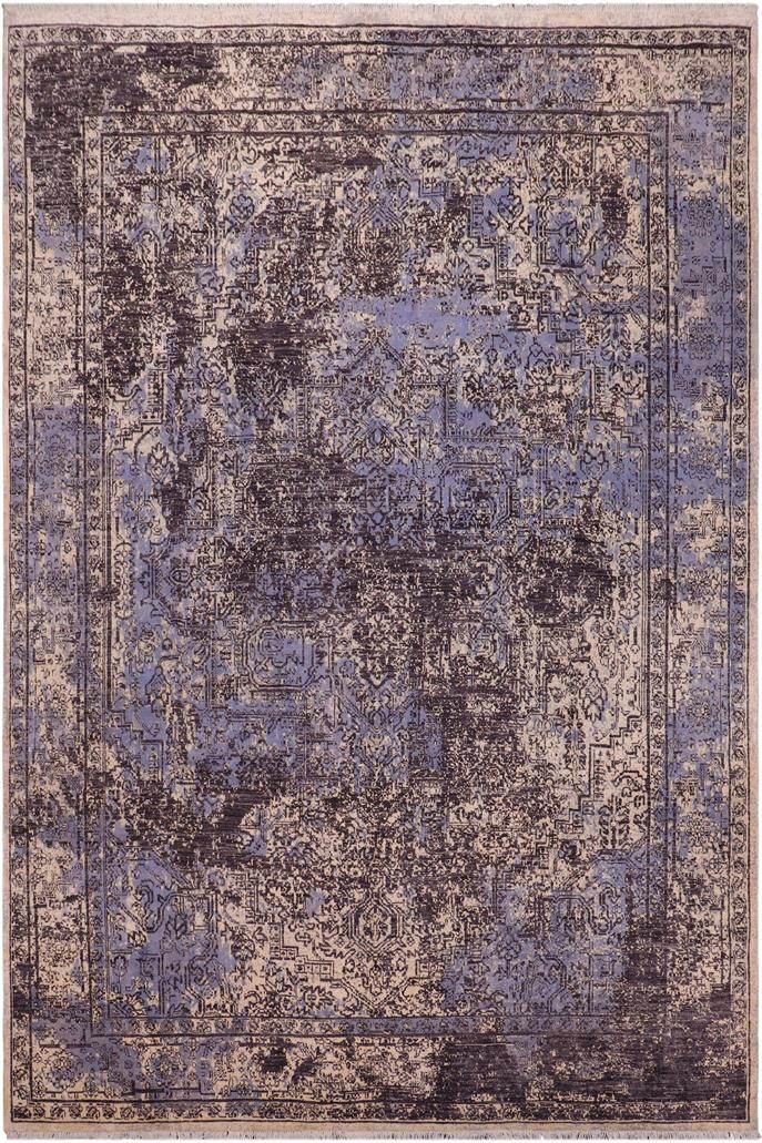 handmade Modern Modern Beige Charcoal Hand Knotted RECTANGLE WOOL&SILK area rug 9X12