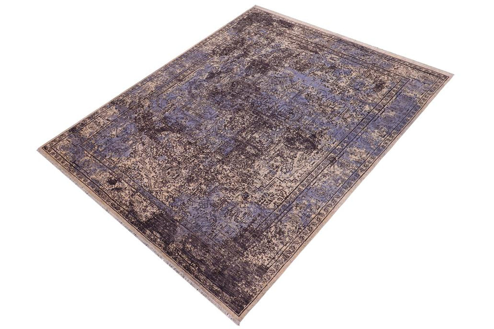 handmade Modern Modern Beige Charcoal Hand Knotted RECTANGLE WOOL&SILK area rug 9X12