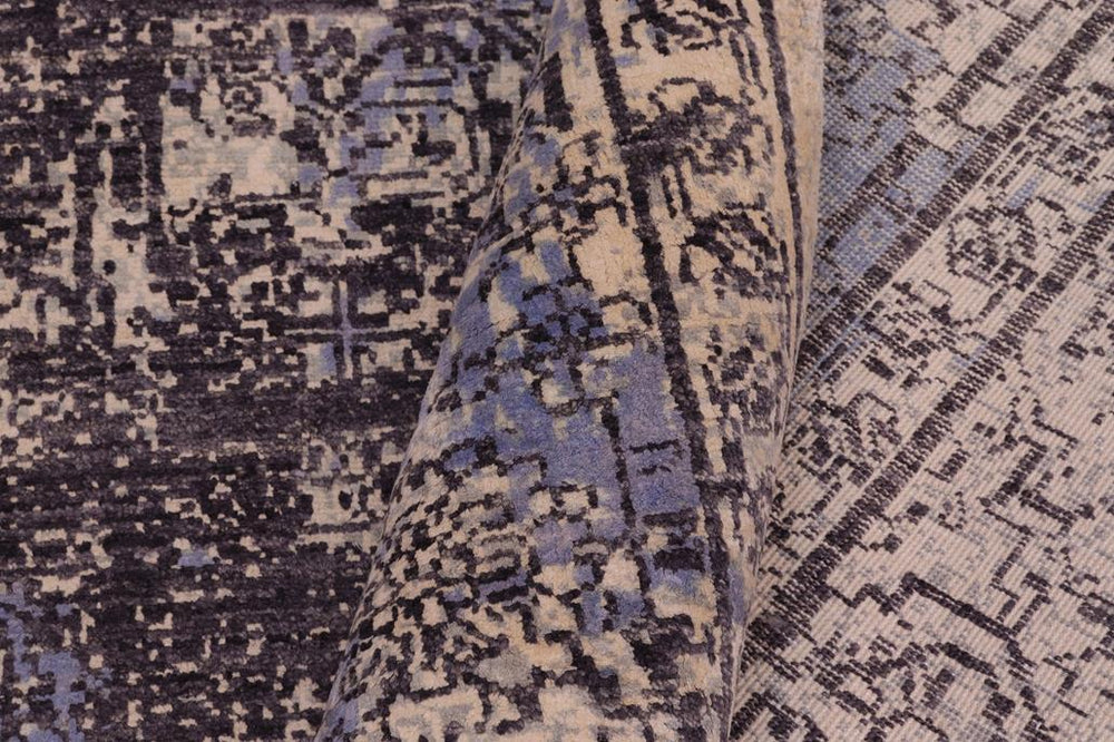 handmade Modern Modern Beige Charcoal Hand Knotted RECTANGLE WOOL&SILK area rug 9X12