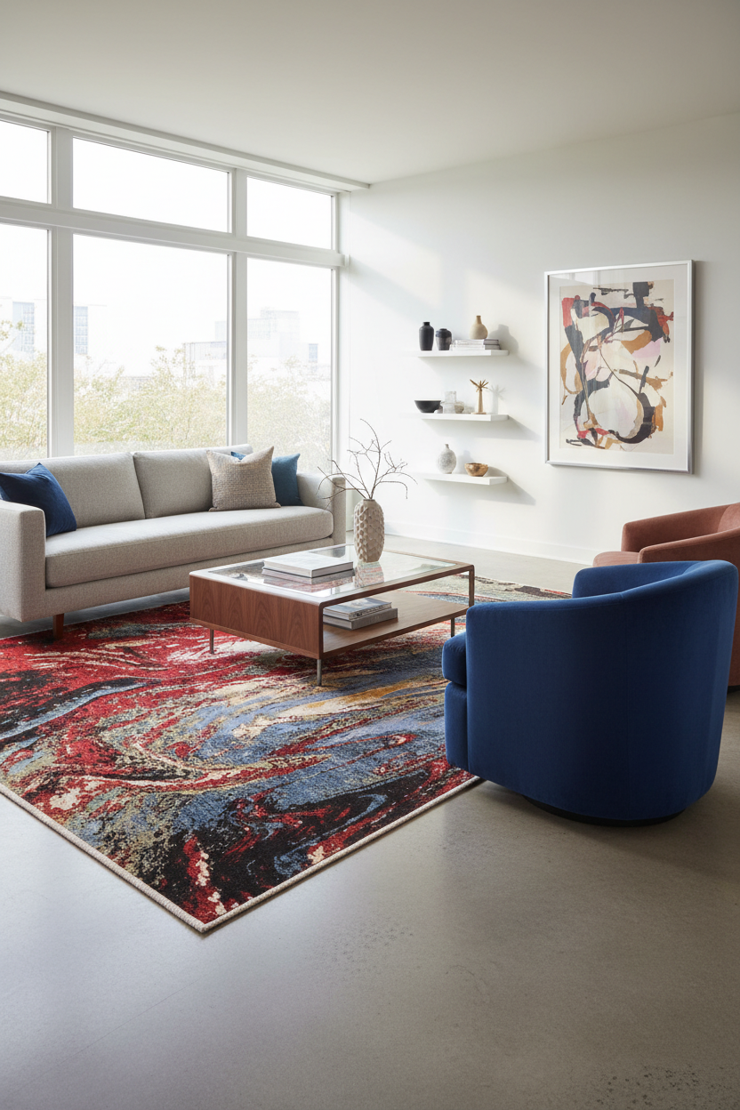 Modern Ziegler Atkinson Red/Blue Wool&Silk Rug - 8'10''X11'8''