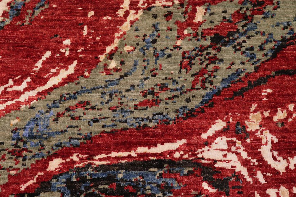 handmade Modern Modern Red Blue Hand Knotted RECTANGLE WOOL&SILK area rug 9X12