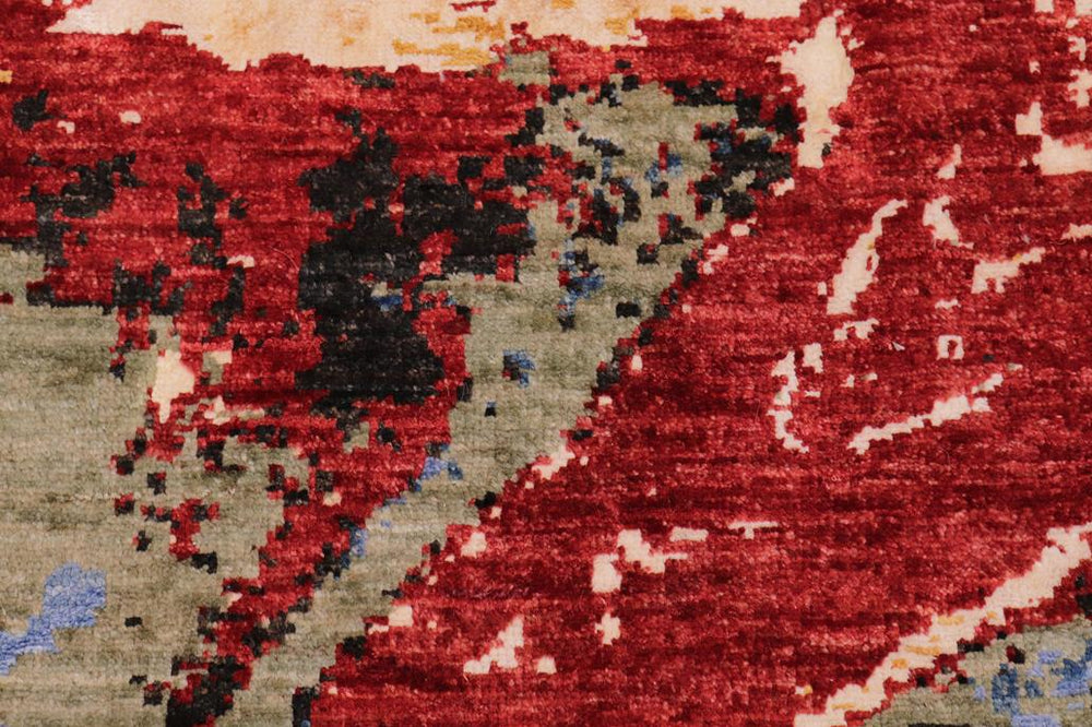 handmade Modern Modern Red Blue Hand Knotted RECTANGLE WOOL&SILK area rug 9X12