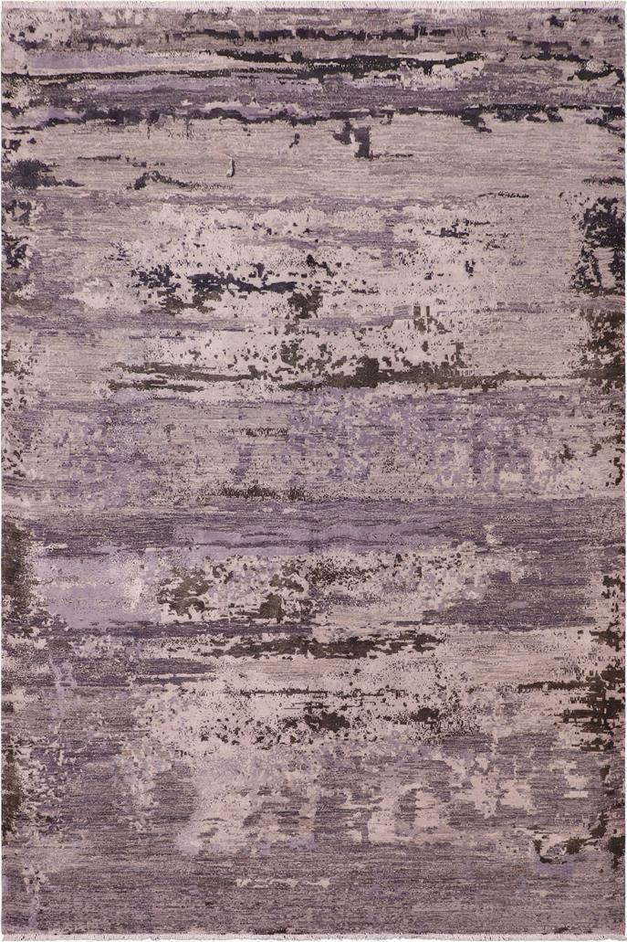 handmade Modern Modern Gray Charcoal Hand Knotted RECTANGLE WOOL&SILK area rug 8X10