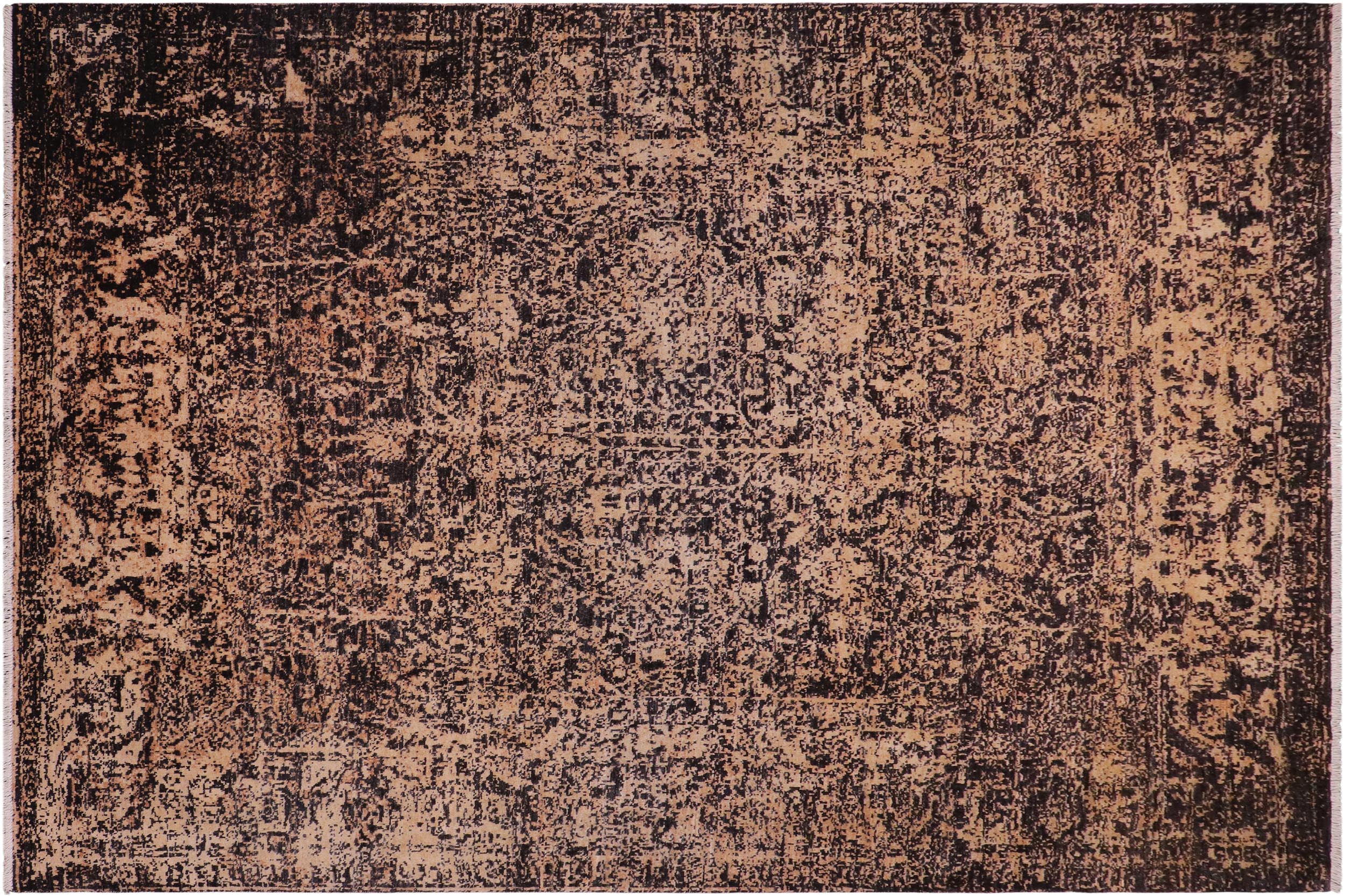 handmade Modern Modern Black Beige Hand Knotted RECTANGLE 100% WOOL area rug 9' x 12'