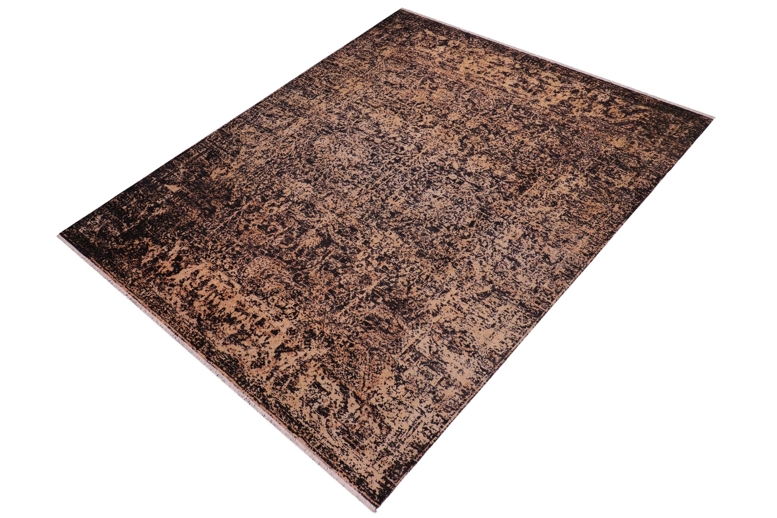 handmade Modern Modern Black Beige Hand Knotted RECTANGLE 100% WOOL area rug 9' x 12'