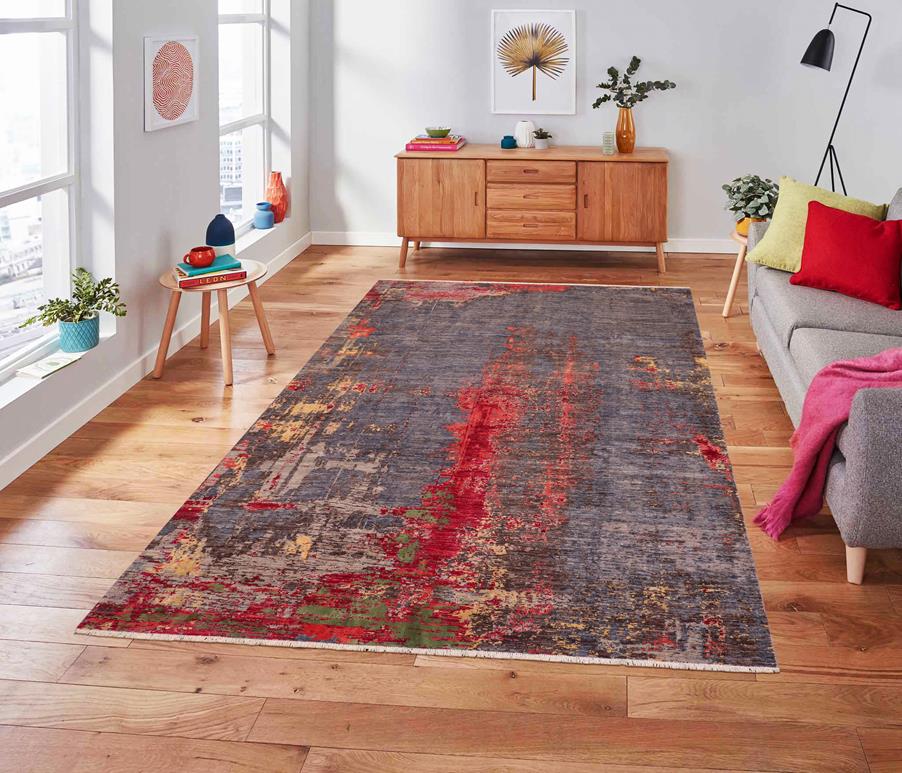 handmade Modern Modern Blue Pink Hand Knotted RECTANGLE WOOL&SILK area rug 9X12