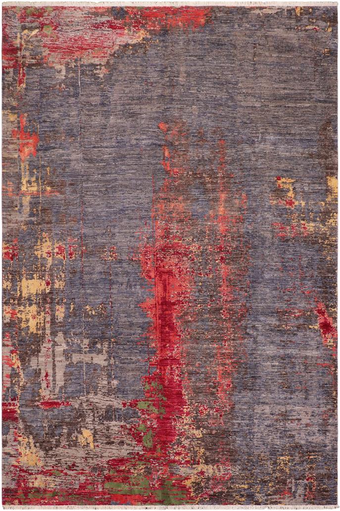 handmade Modern Modern Blue Pink Hand Knotted RECTANGLE WOOL&SILK area rug 9X12