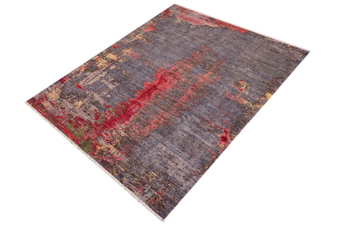 handmade Modern Modern Blue Pink Hand Knotted RECTANGLE WOOL&SILK area rug 9' x 12'
