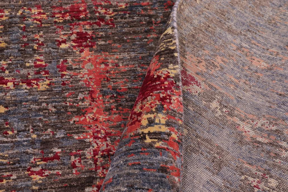 handmade Modern Modern Blue Pink Hand Knotted RECTANGLE WOOL&SILK area rug 9X12