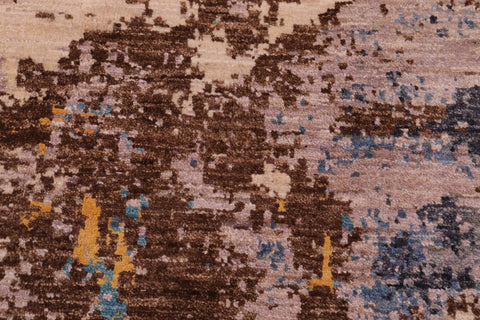 handmade Modern Modern Blue Tan Hand Knotted RECTANGLE WOOL&SILK area rug 8' x 10'