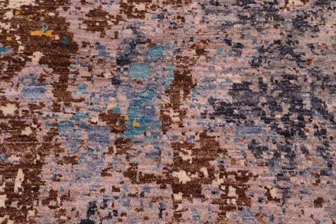 handmade Modern Modern Blue Tan Hand Knotted RECTANGLE WOOL&SILK area rug 8' x 10'