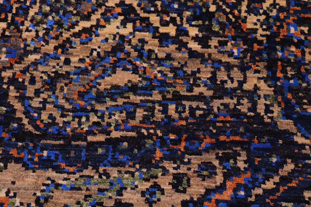 handmade Modern Modern Blue Orange Hand Knotted RECTANGLE WOOL&SILK area rug 9X12