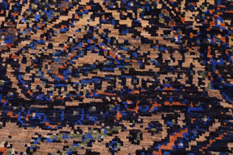 handmade Modern Modern Blue Orange Hand Knotted RECTANGLE WOOL&SILK area rug 9' x 12'