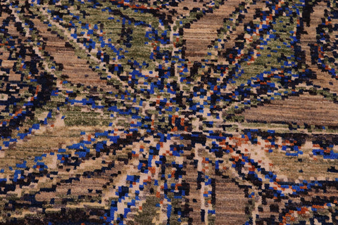 handmade Modern Modern Blue Orange Hand Knotted RECTANGLE WOOL&SILK area rug 9' x 12'