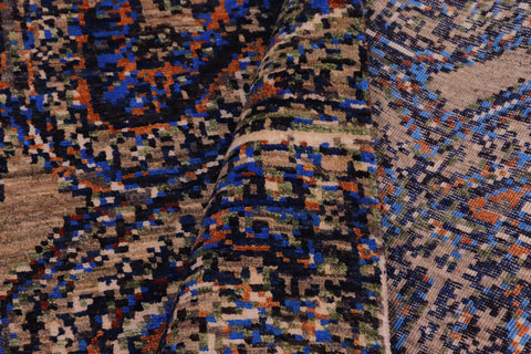 handmade Modern Modern Blue Orange Hand Knotted RECTANGLE WOOL&SILK area rug 9' x 12'