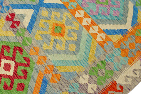 handmade Geometric Kilim Blue Red Hand-Woven RECTANGLE 100% WOOL area rug 8 x 11