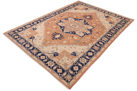 handmade Traditional Kafkaz Orange Blue Hand Knotted RECTANGLE 100% WOOL area rug 10' x 14'