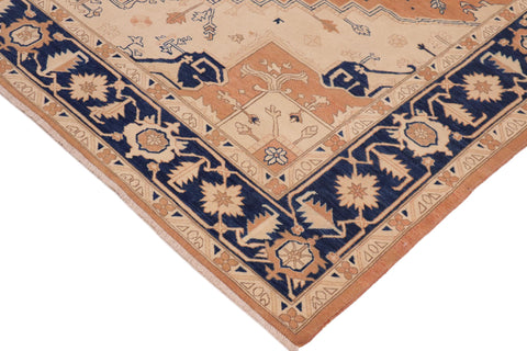 handmade Traditional Kafkaz Orange Blue Hand Knotted RECTANGLE 100% WOOL area rug 10' x 14'