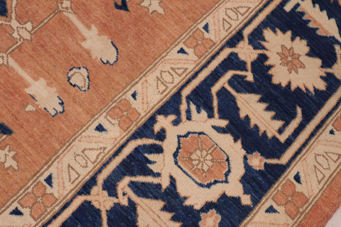 handmade Traditional Kafkaz Orange Blue Hand Knotted RECTANGLE 100% WOOL area rug 10' x 14'