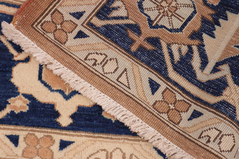 handmade Traditional Kafkaz Orange Blue Hand Knotted RECTANGLE 100% WOOL area rug 10' x 14'