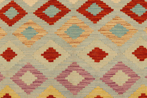 handmade Geometric Kilim Blue Rust Hand-Woven RECTANGLE 100% WOOL area rug 8 x 11