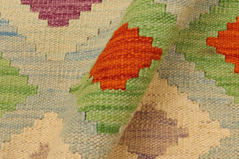 handmade Geometric Kilim Blue Rust Hand-Woven RECTANGLE 100% WOOL area rug 8 x 11