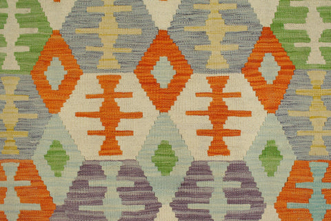 handmade Geometric Kilim Orange Purple Hand-Woven RECTANGLE 100% WOOL area rug 4 x 6