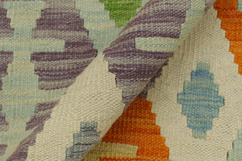 handmade Geometric Kilim Orange Purple Hand-Woven RECTANGLE 100% WOOL area rug 4 x 6