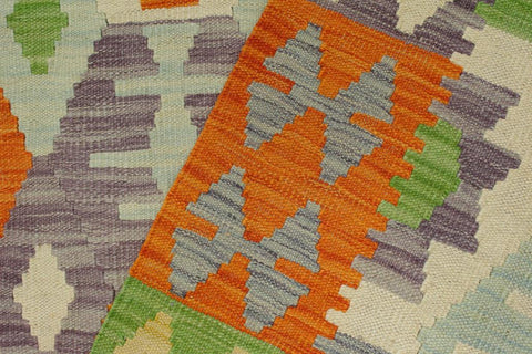 Flat Weave Kilim Antique Navaho Vintage handmade Modern Kilim Orange Purple Hand-Woven Rectangle 100% Wool Area Rug 4x6 