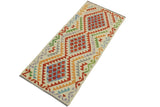 Flat Weave Kilim Antique Navaho Vintage handmade Geometric Kilim Rust Beige Hand-Woven Runner 100% Wool Area Rug 2x7 