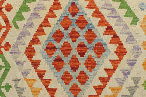 handmade Geometric Kilim Rust Beige Hand-Woven RUNNER 100% WOOL area rug 2' x 7'