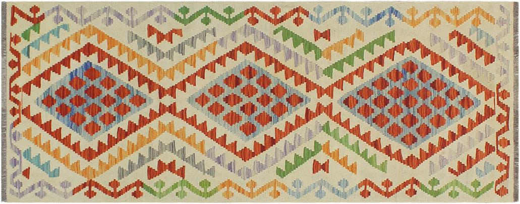 Flat Weave Kilim Antique Navaho Vintage handmade Geometric Kilim Rust Beige Hand-Woven Runner 100% Wool Area Rug 2x7 