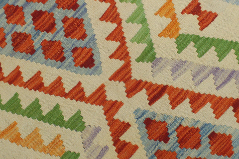 handmade Geometric Kilim Rust Beige Hand-Woven RUNNER 100% WOOL area rug 2' x 7'