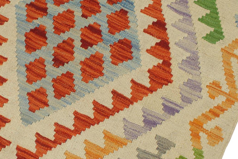 Flat Weave Kilim Antique Navaho Vintage handmade Geometric Kilim Rust Beige Hand-Woven Runner 100% Wool Area Rug 2x7 
