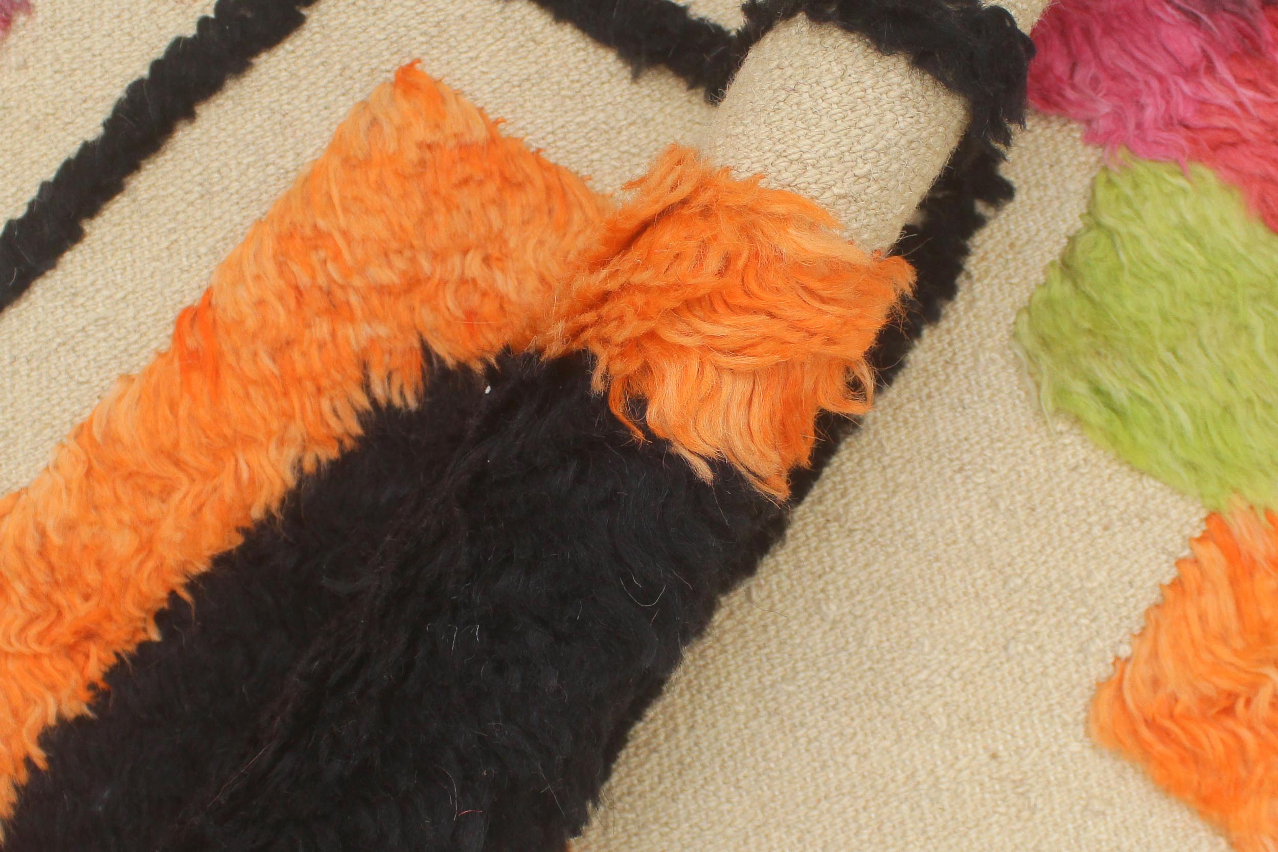 handmade Geometric Moroccan Hi Beige Orange Hand Knotted RECTANGLE 100% WOOL area rug 5' x 8'