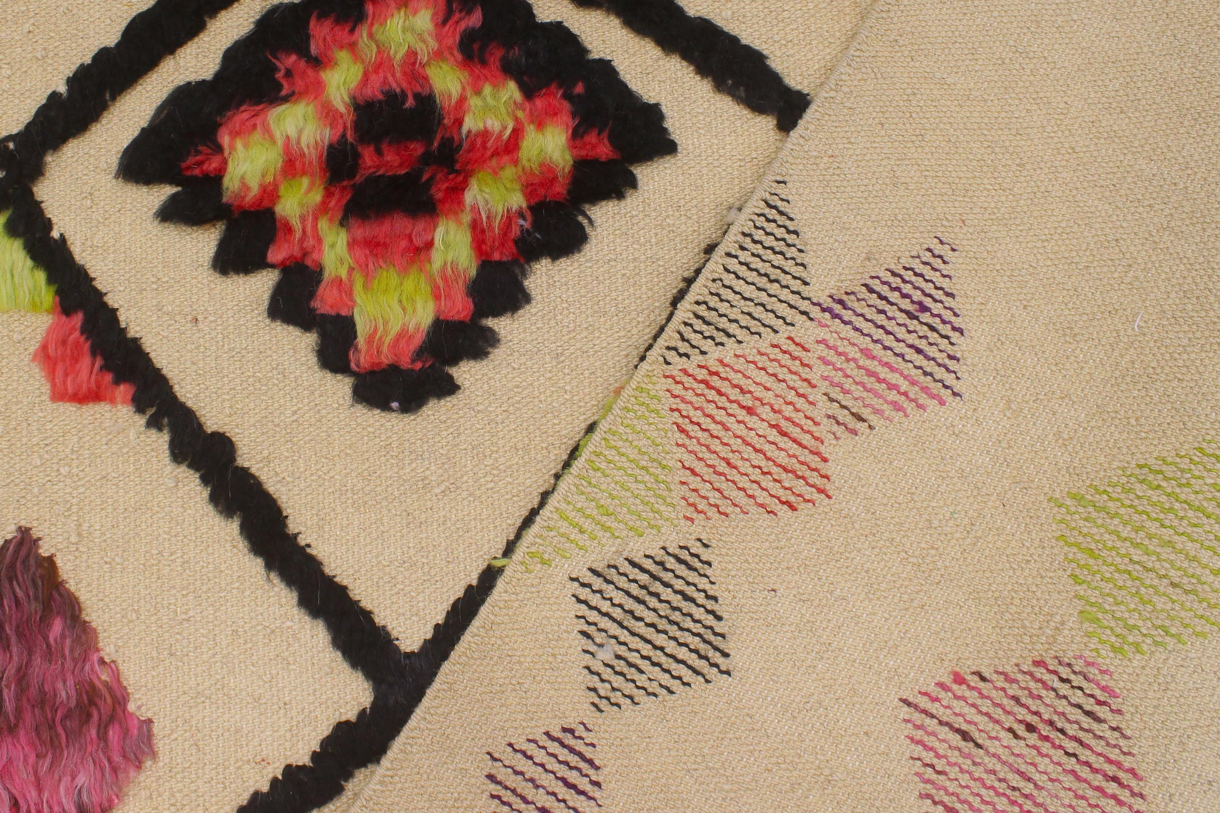 handmade Geometric Moroccan Hi Beige Orange Hand Knotted RECTANGLE 100% WOOL area rug 5' x 8'