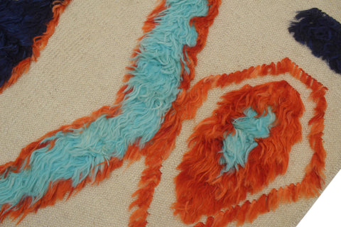 handmade Geometric Moroccan Hi Beige Rust Hand Knotted RECTANGLE 100% WOOL area rug 4' x 6'