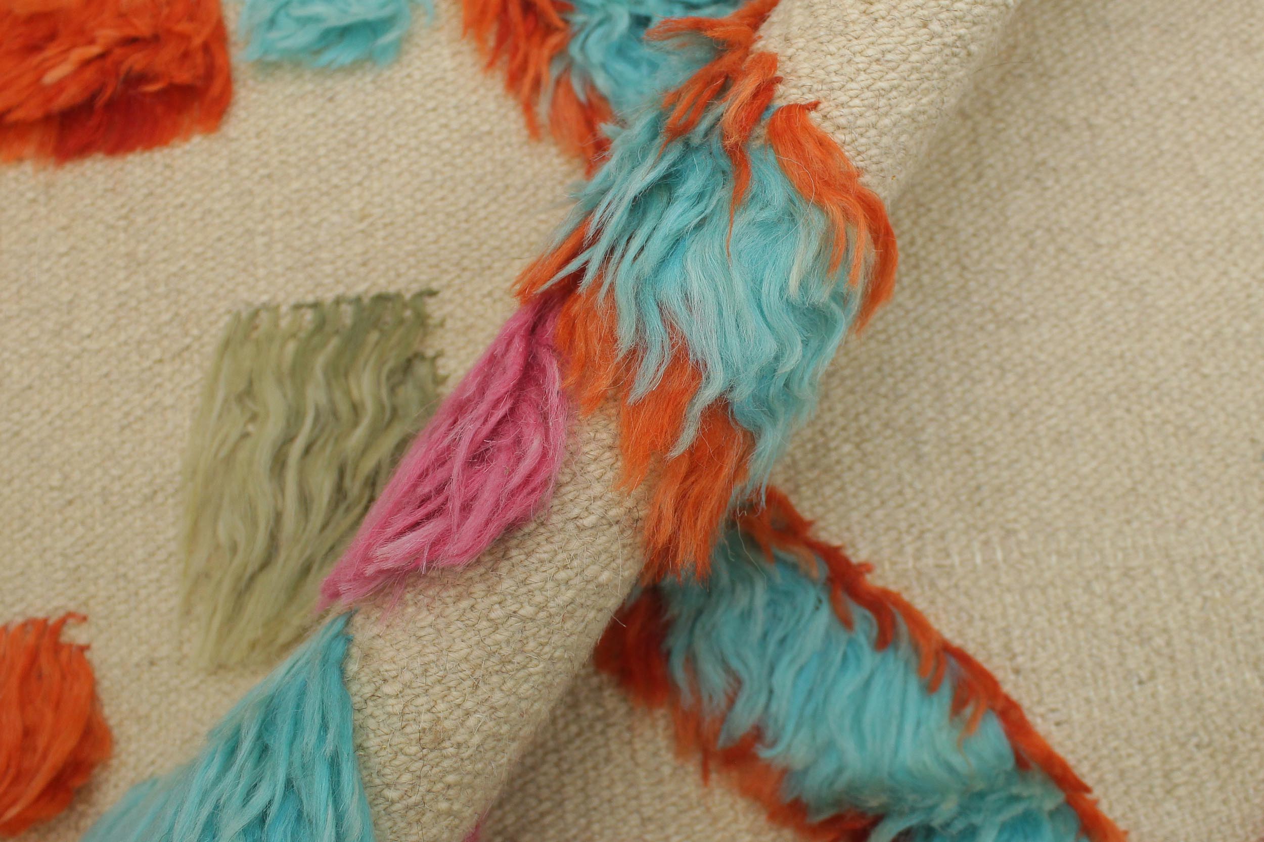 handmade Geometric Moroccan Hi Beige Rust Hand Knotted RECTANGLE 100% WOOL area rug 4' x 6'