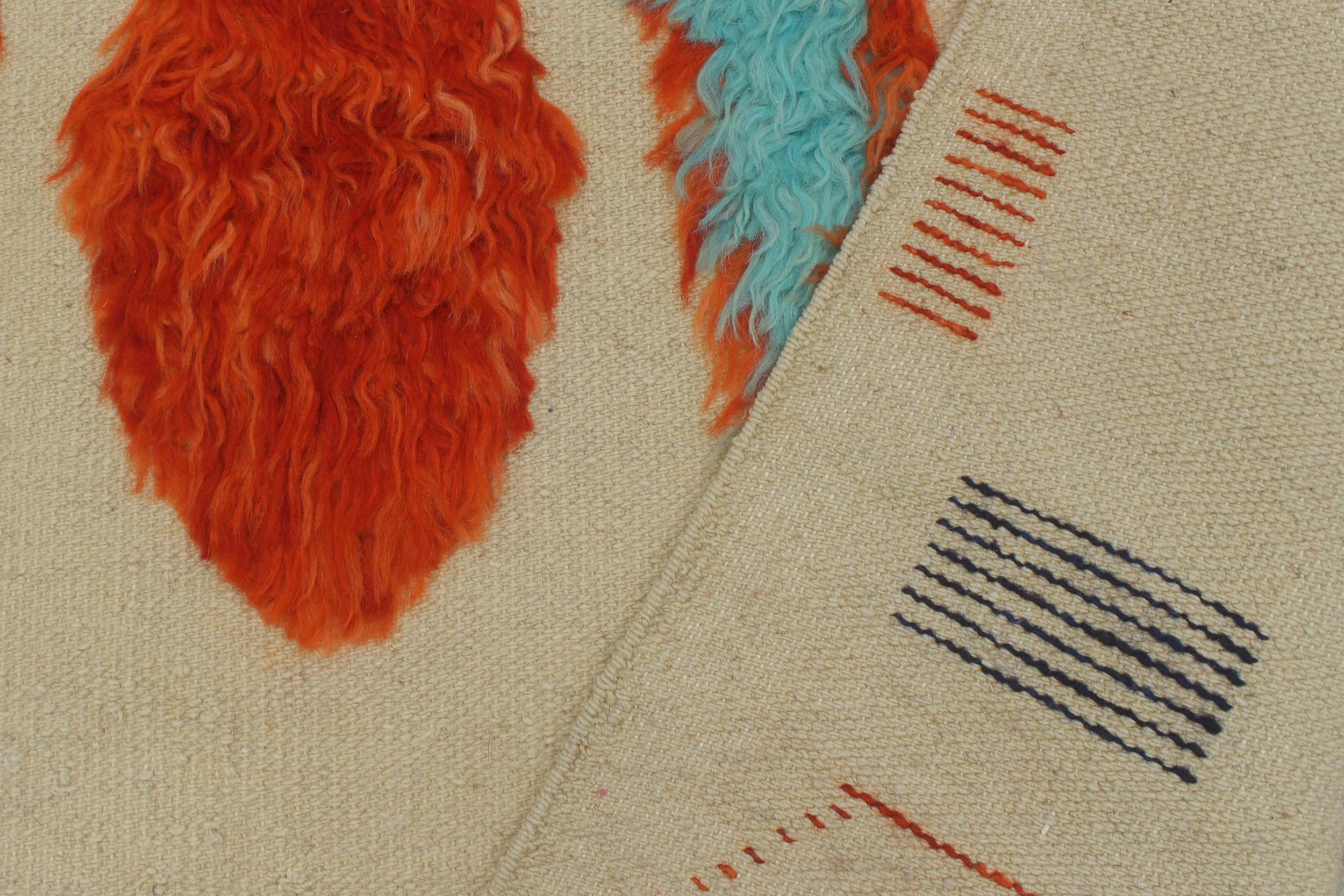 handmade Geometric Moroccan Hi Beige Rust Hand Knotted RECTANGLE 100% WOOL area rug 4' x 6'