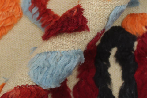 handmade Geometric Moroccan Hi Beige Red Hand Knotted RECTANGLE 100% WOOL area rug 5' x 8'