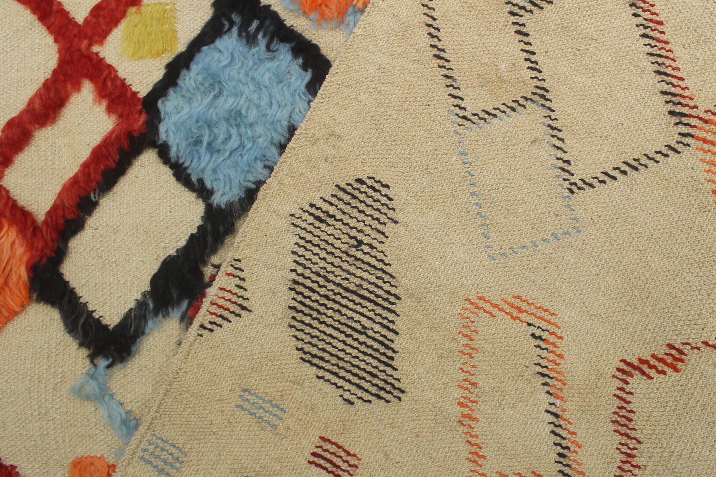 handmade Geometric Moroccan Hi Beige Red Hand Knotted RECTANGLE 100% WOOL area rug 5' x 8'