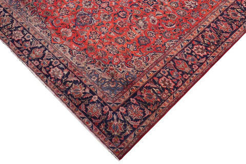 Traditional handmade Persian vintage distressed Rust Blue Hand-Woven RECTANGLE 100% WOOL area rug 10X14