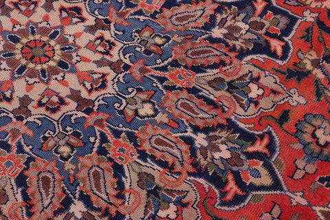 Traditional handmade Persian vintage distressed Rust Blue Hand-Woven RECTANGLE 100% WOOL area rug 10X14