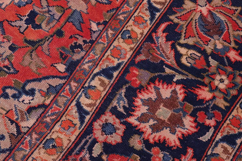 Traditional handmade Persian vintage distressed Rust Blue Hand-Woven RECTANGLE 100% WOOL area rug 10X14