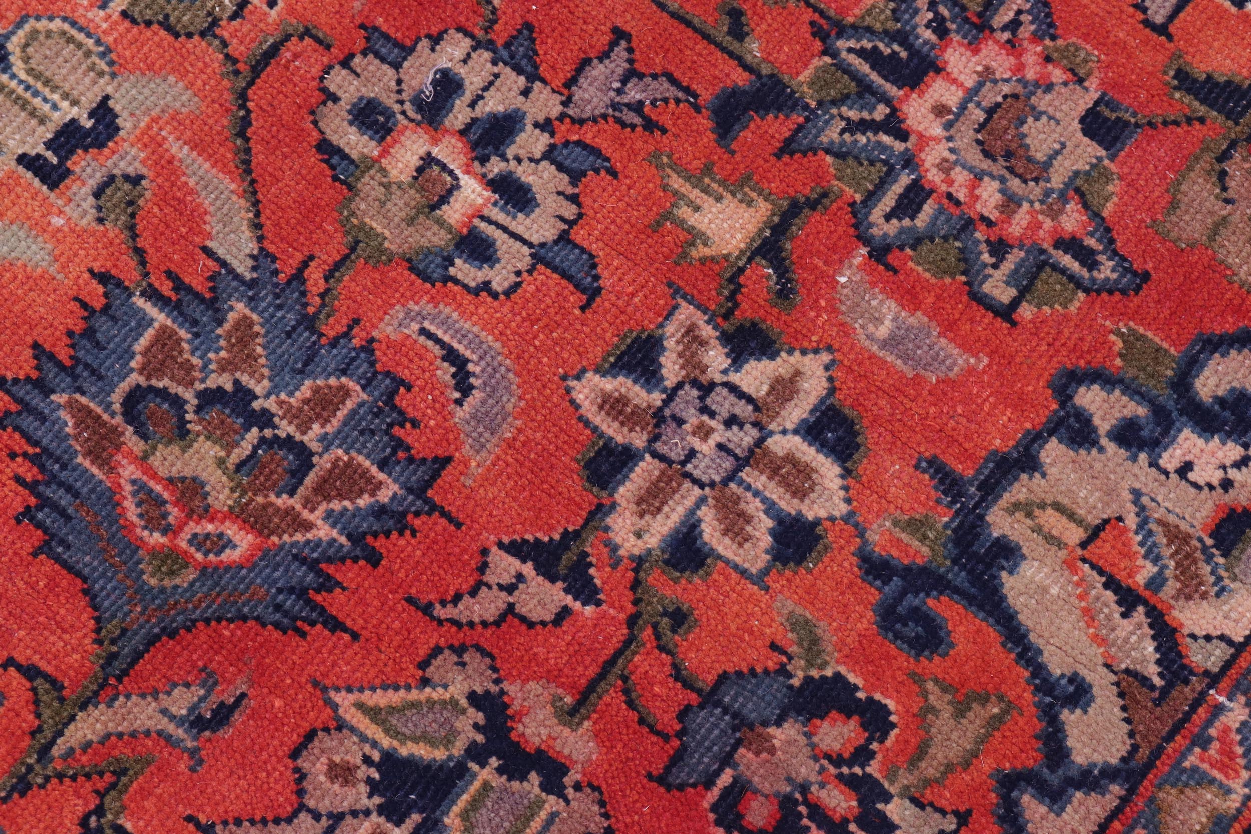 handmade Vintage Kashan Rust Blue Hand-Woven RECTANGLE 100% WOOL area rug 10' x 14'